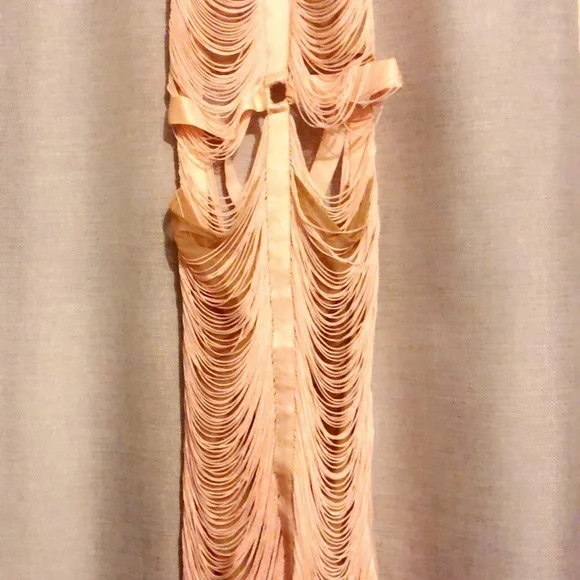 House of CB Blush Pink Fringe Overlay dress - Picture 6 of 9